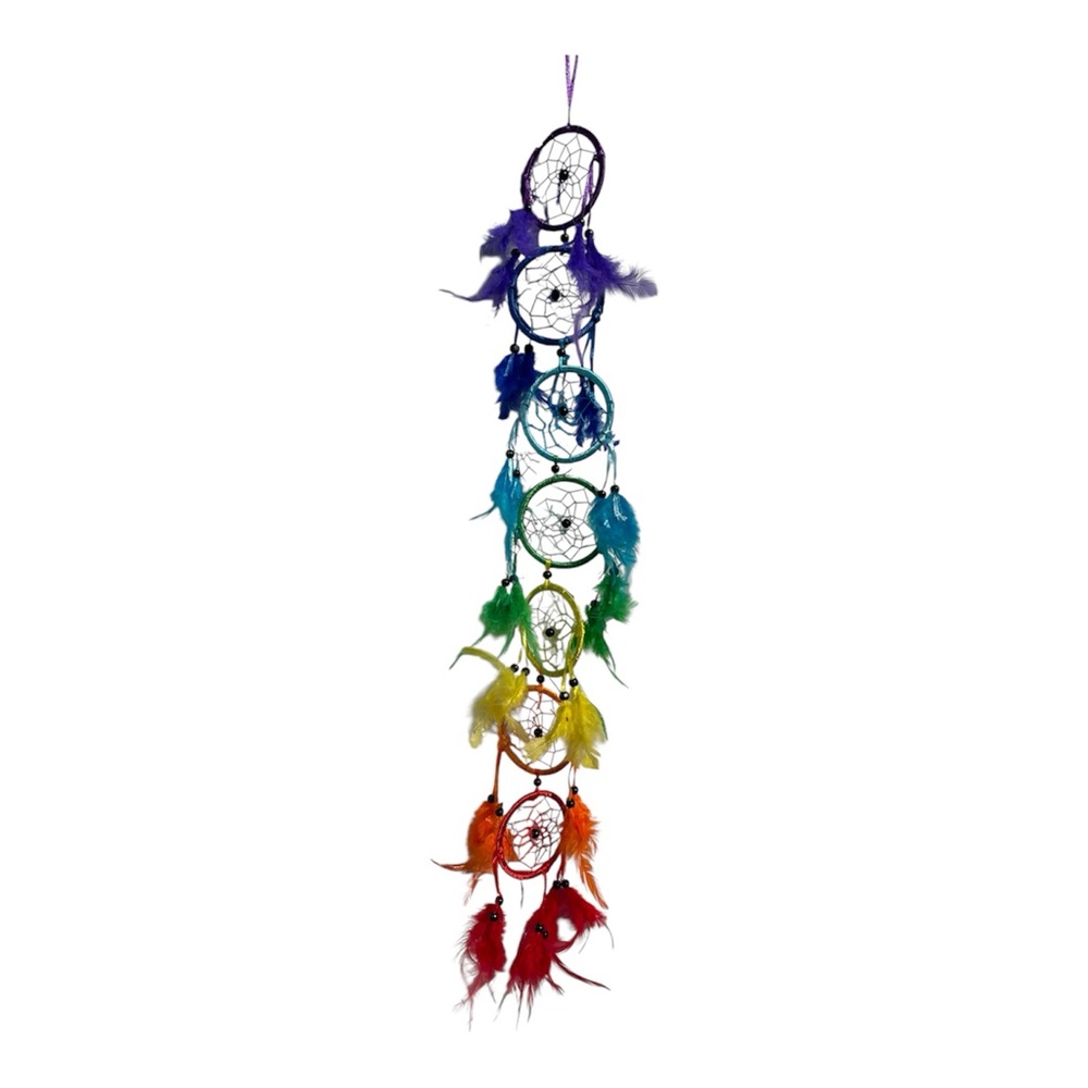 Rainbow Dreamcatcher with Feathers